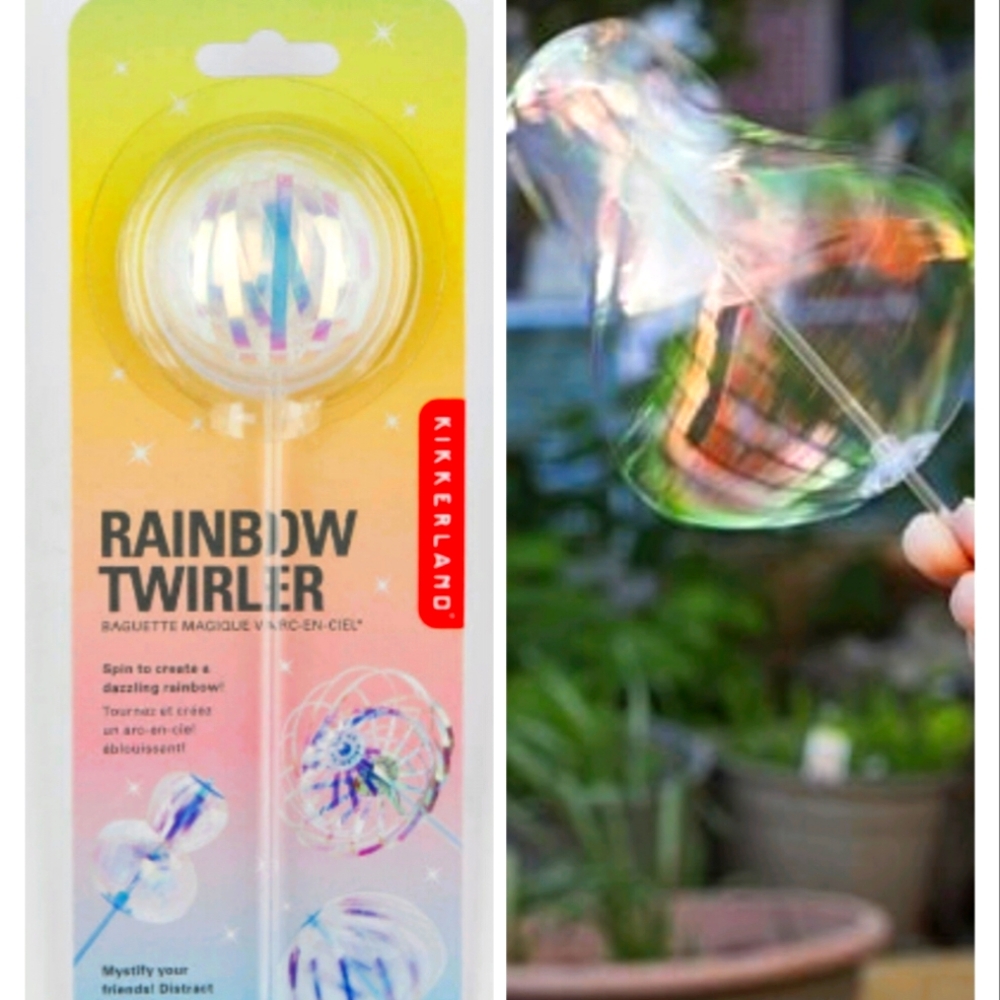 Rainbow Twirler Stick Magic Party Bubble Wand Spin Twirl Swirl Toy Fidget